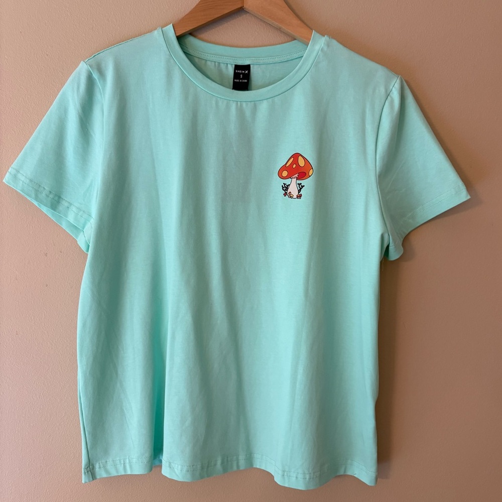 SHEIN Mushroom Tee Size Small NEW WITH TAGS